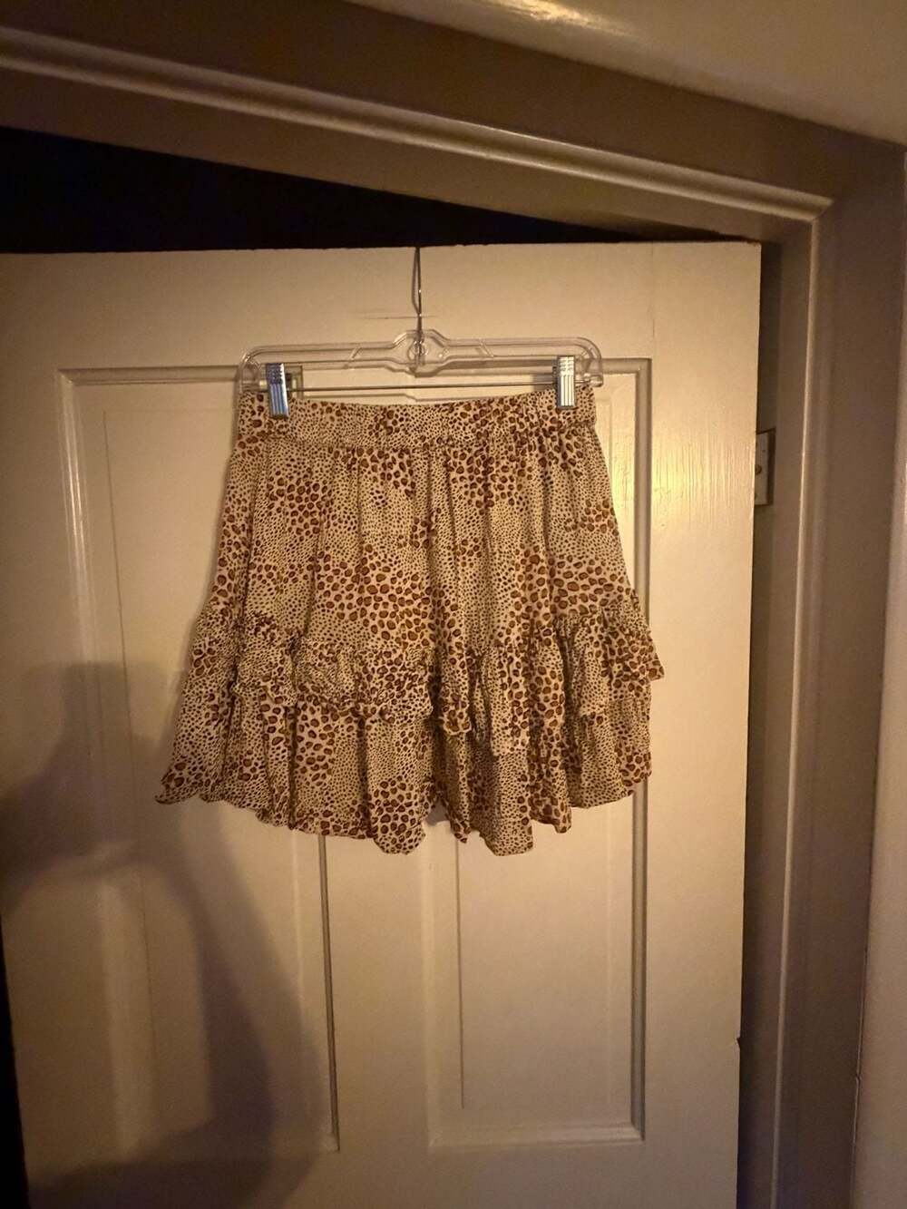 Amuse Society Leopard Print Tiered Ruffle Mini Skirt